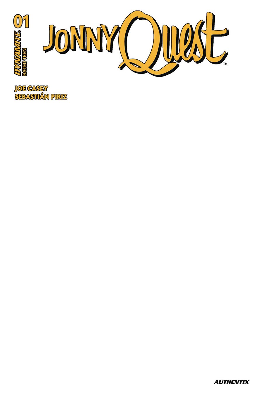 Jonny Quest Vol 2 #1 Cover F Variant Blank Authentix Cover