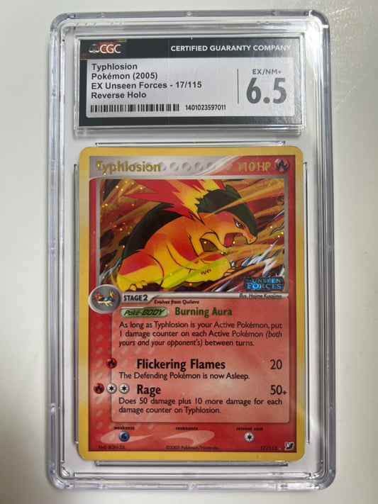 Pokemon- Typhlosion, EX Unseen Forces 2005 CGC 6.5